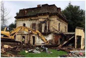 Before: demolition of the hospital annex during construction